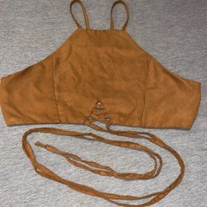 Brown wrapped croptop